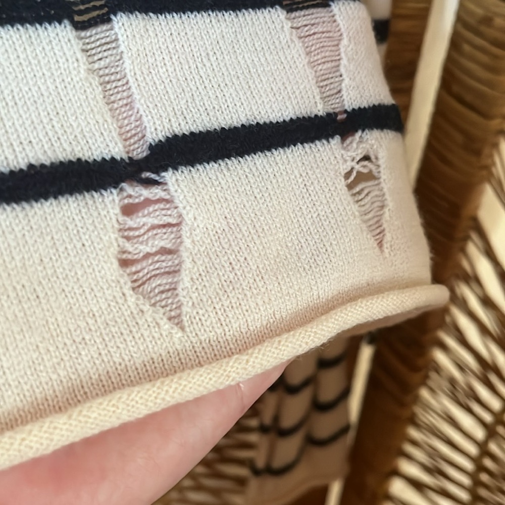 T Alexander Wang Destroyed Stripe Top 100% Merino… - image 8